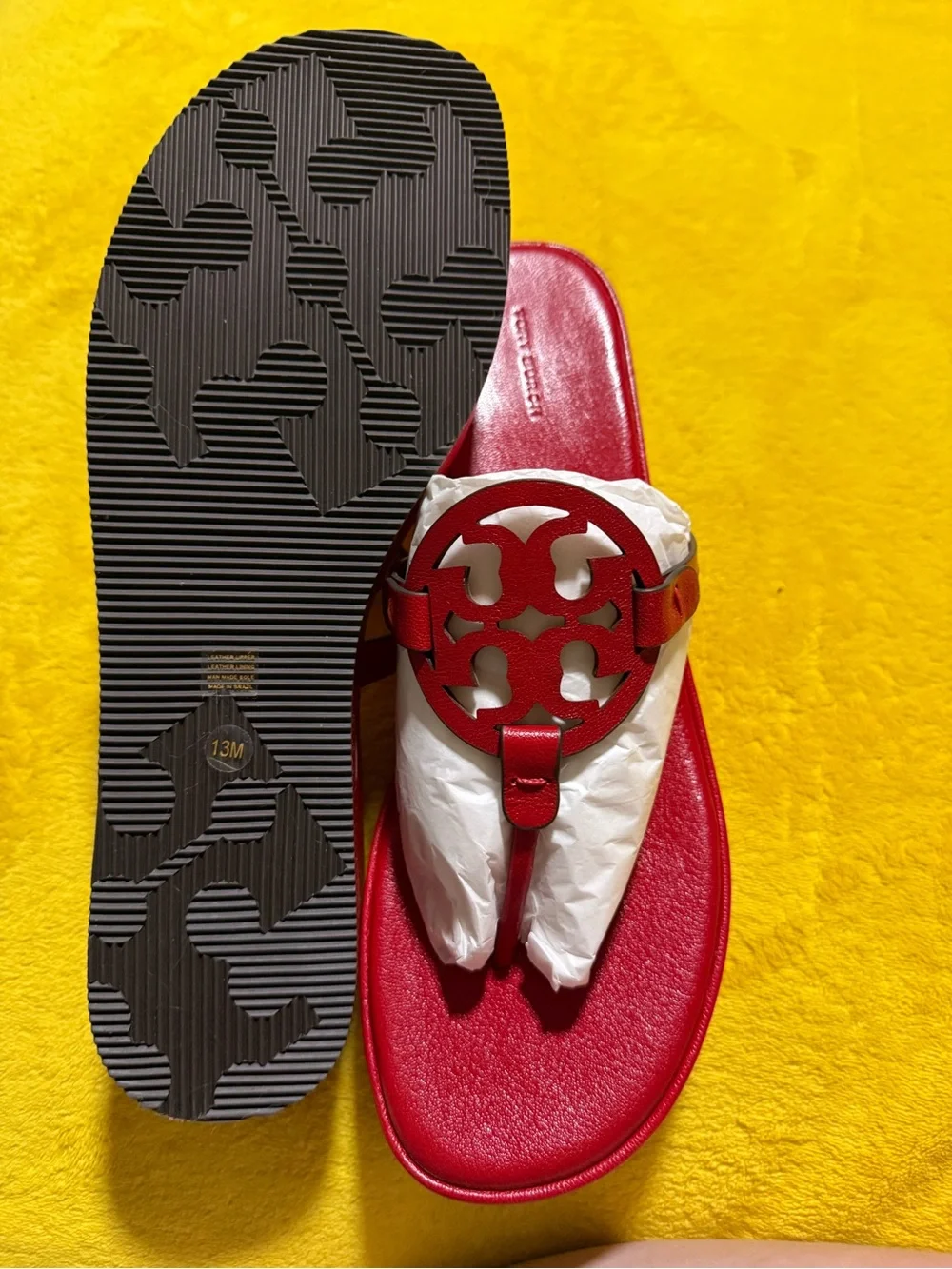 Tory Burch Red Platform Wedge Thong Sandals
